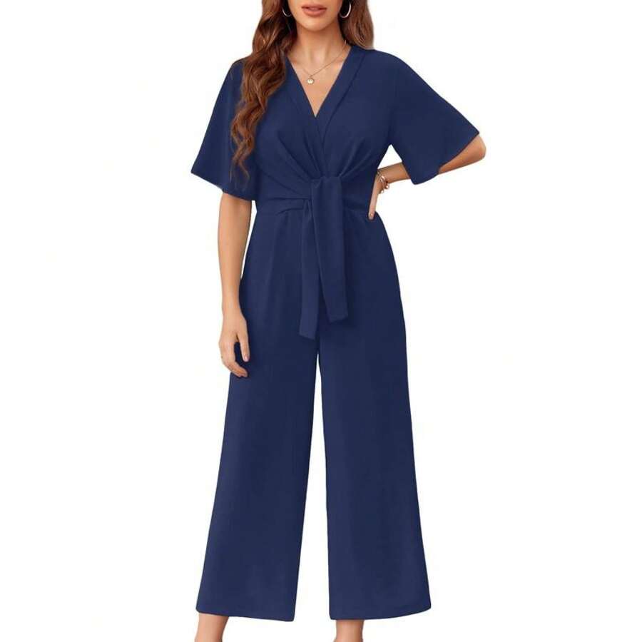 VIVIANE - Chic Tie-Knot Summer Jumpsuit