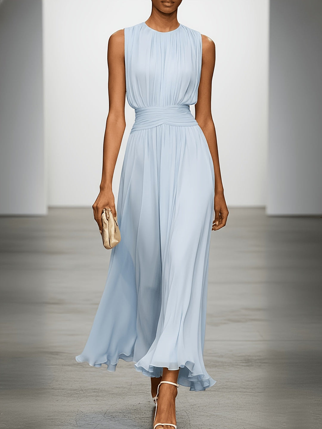 Charilne - Elegant chiffon midi dress
