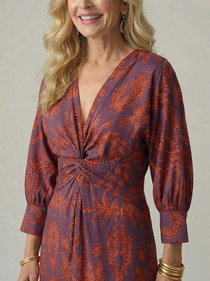 FAITH - Women's elegant printed wrap midi dress