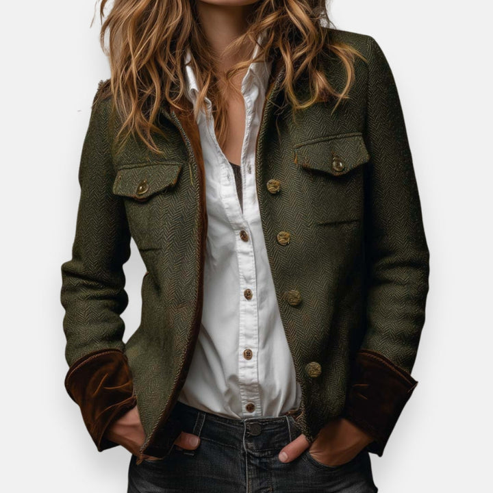 JENNI - Velvet-Trimmed Tweed Jacket