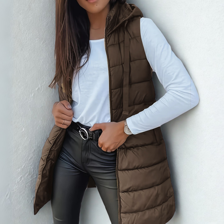 MARINA Relaxed Hooded Longline Puffer Vest