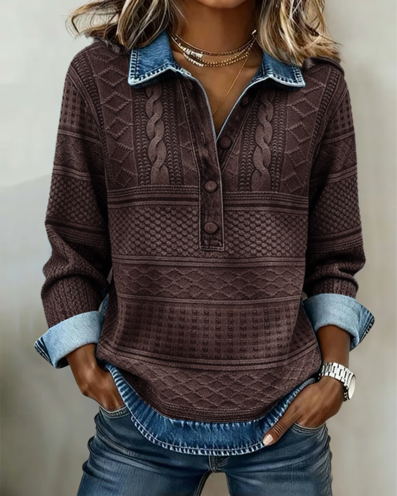 SUZANNE - Half-Button Collared Sweatshirt