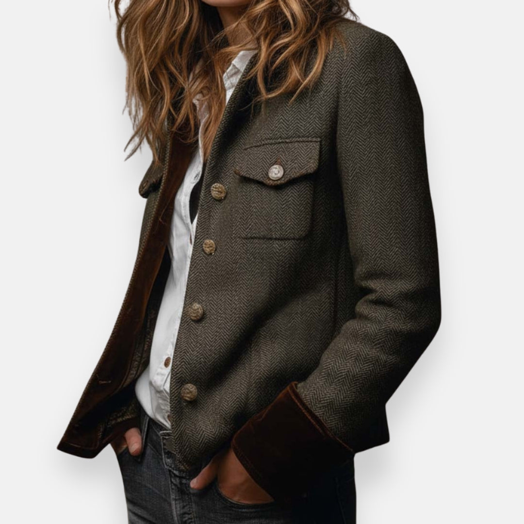 JENNI - Velvet-Trimmed Tweed Jacket