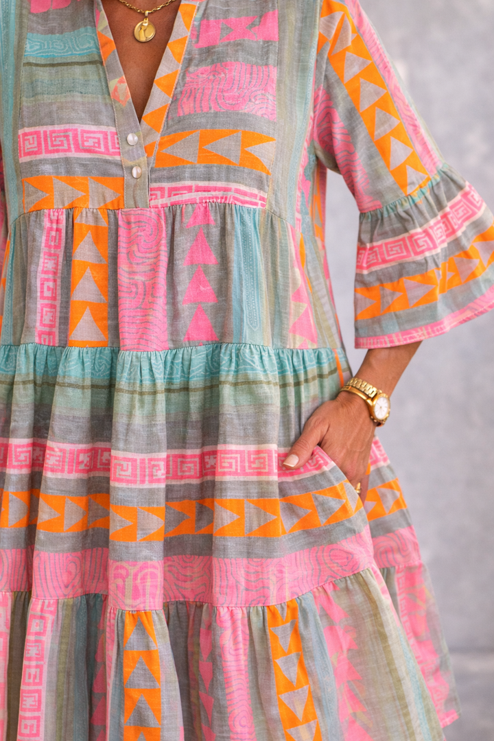 Prisca - Patterned Flowing Midi Dress