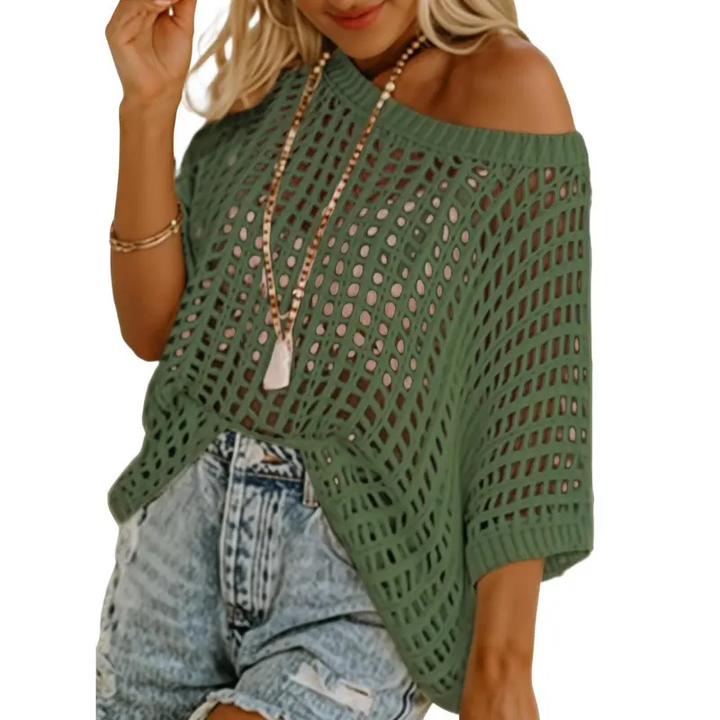 DESIREE - Lightweight Scoop Neck Beach Knit Pullover