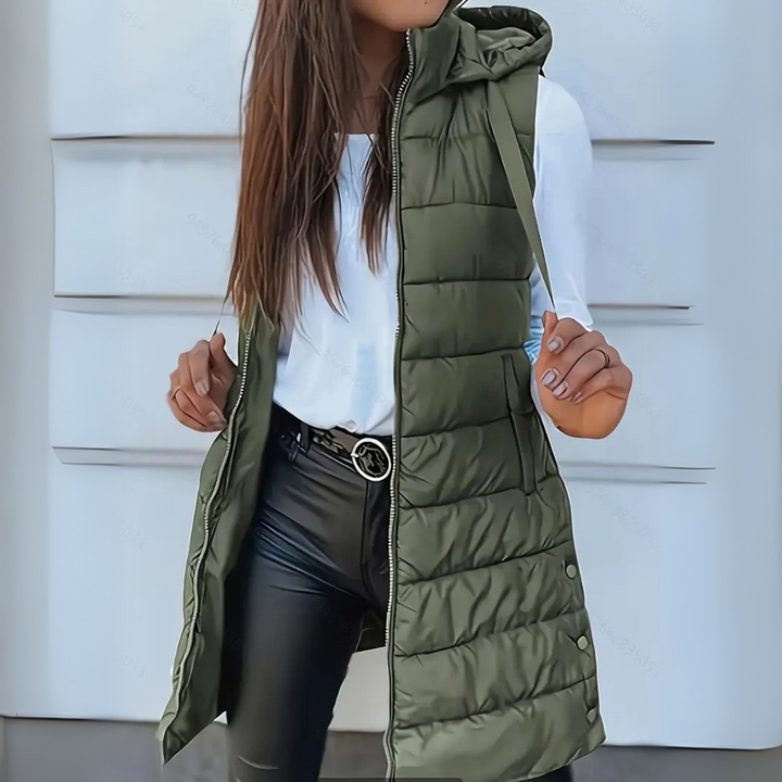 MARINA Relaxed Hooded Longline Puffer Vest