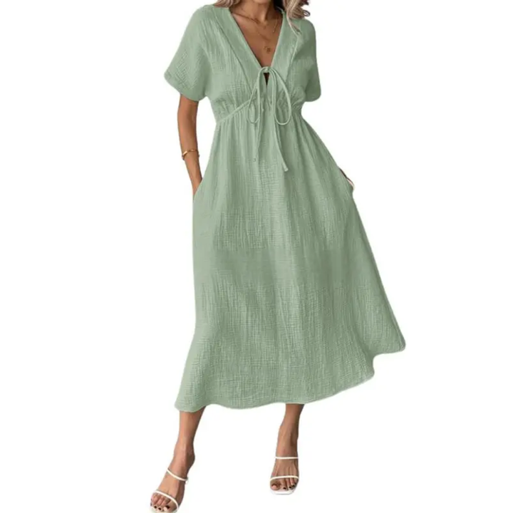 SOLENE – Relaxed V-Neck Maxi Dress