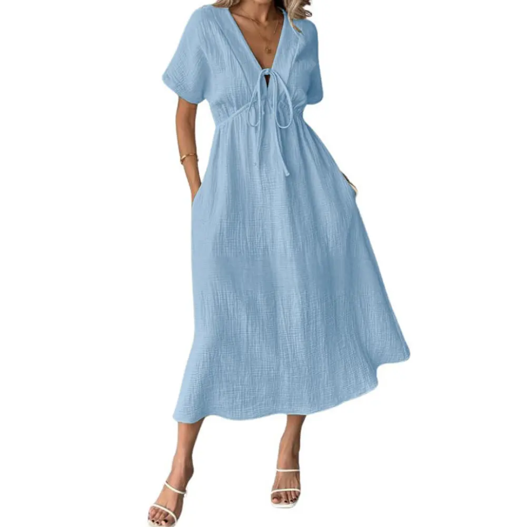 SOLENE – Relaxed V-Neck Maxi Dress