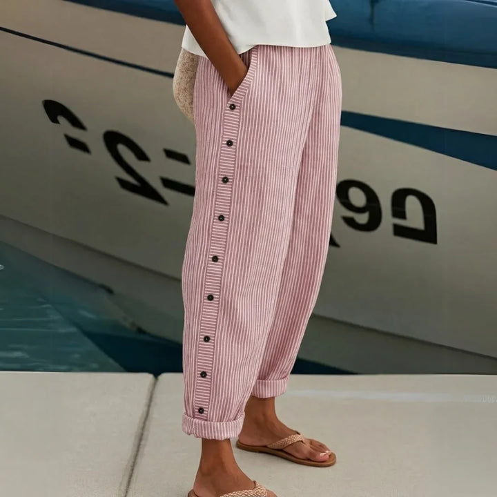 LORA - Stylish Striped Button Pants