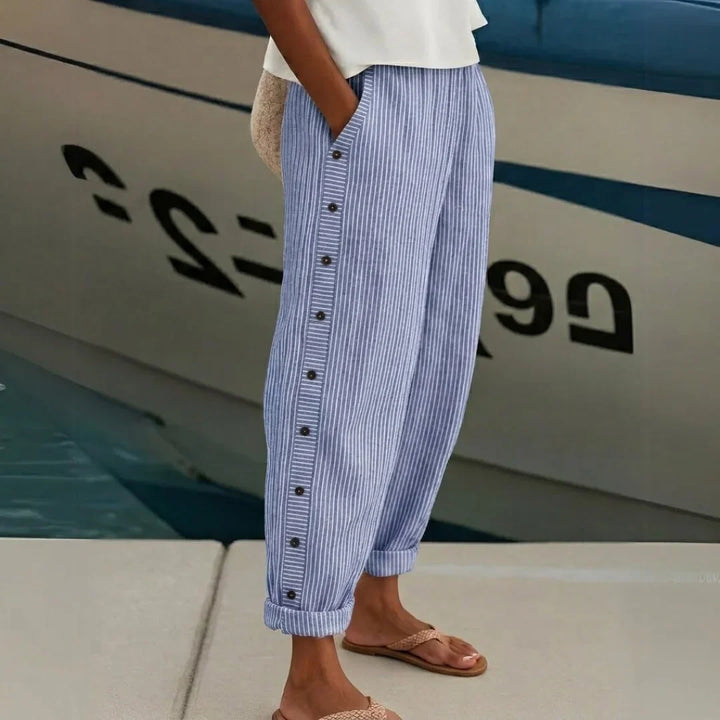 LORA - Stylish Striped Button Pants
