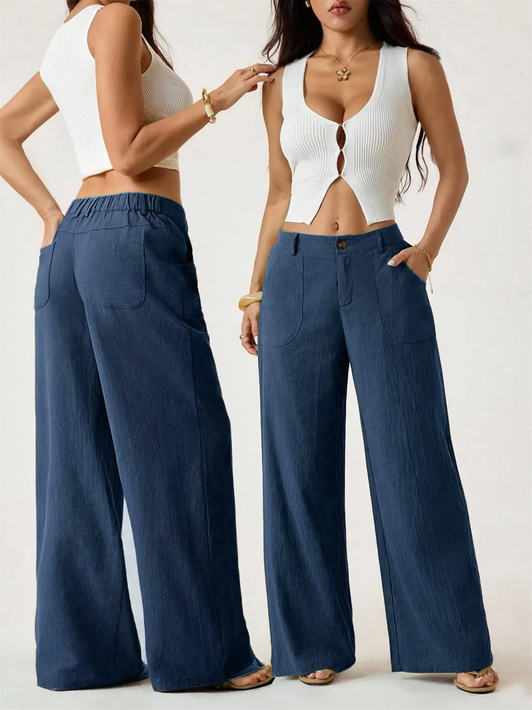FRANCESCA - Women’s Wide-Leg Linen Pants