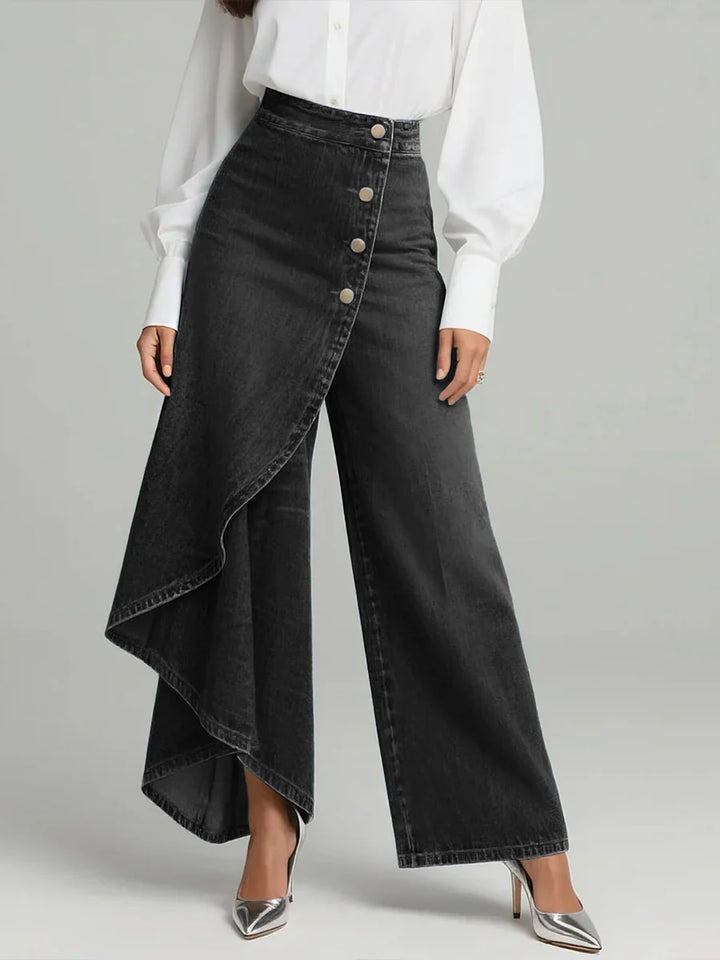 Angelique - Women's High-waisted Relaxed Fit Wide-leg Jeans