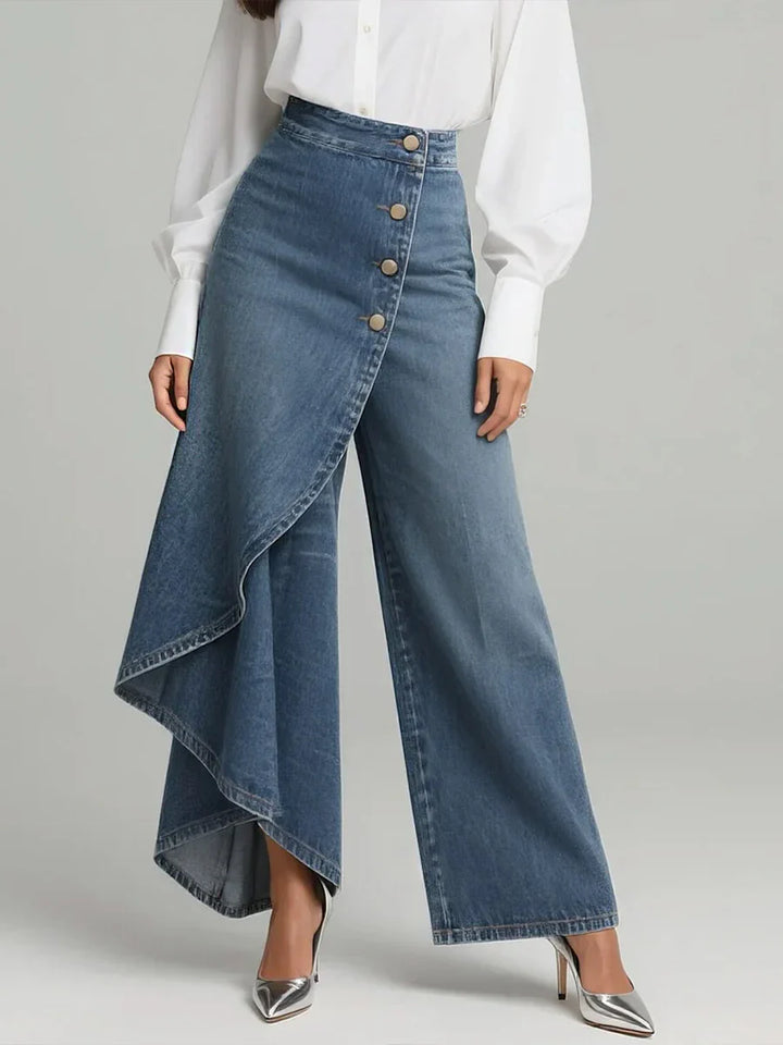 Angelique - Women's High-waisted Relaxed Fit Wide-leg Jeans