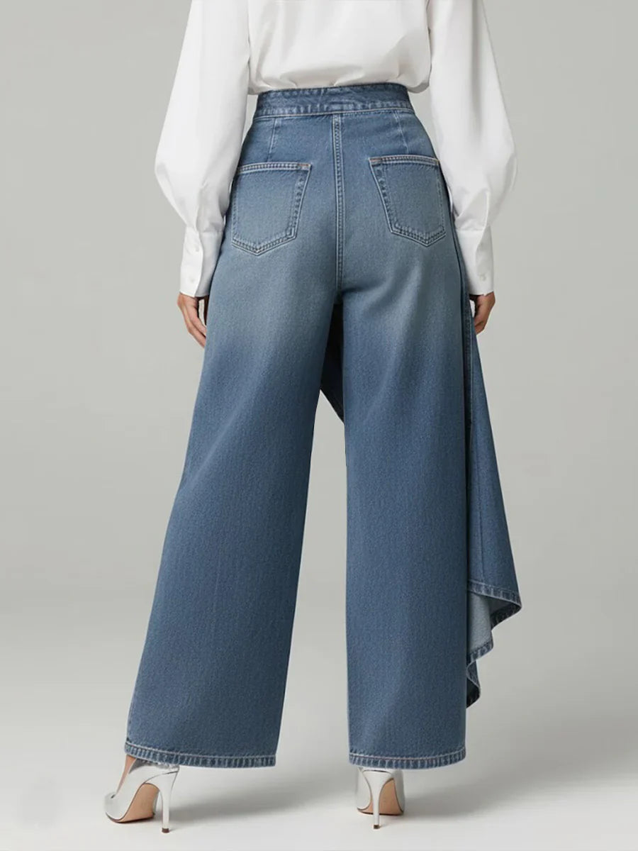 Angelique - Women's High-waisted Relaxed Fit Wide-leg Jeans
