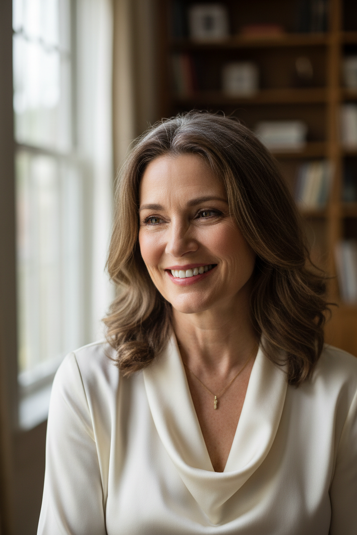 Realistic woman portrait early 50s